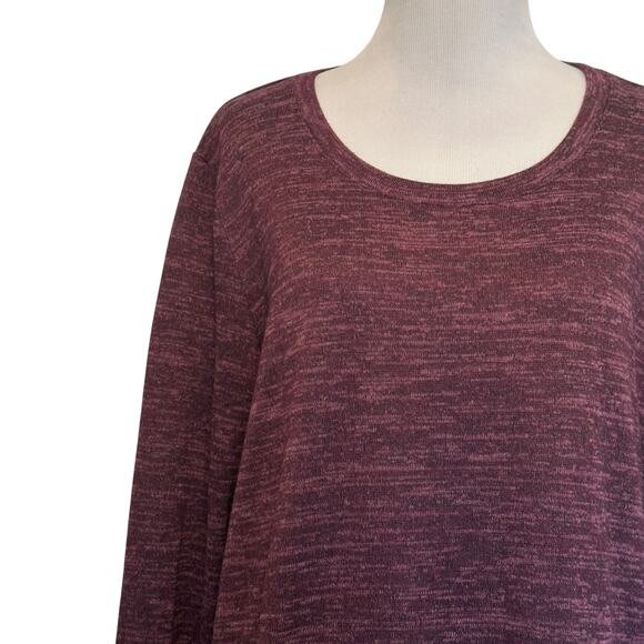 LOGO by Lori Goldstein Drop Waist Dress Womens Large Plum Space Dye Mixed Media - Picture 2 of 7